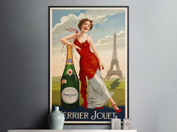 Vintage Perrier Jouet Art Deco Poster: French Champagne Print