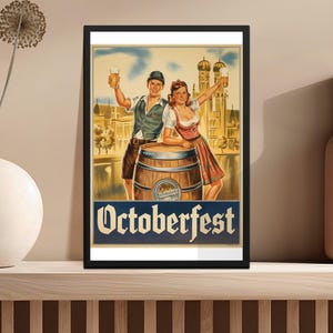 Vintage Beer Poster, Bar room Poster, Beer Festival Art Print, German Celebration Wall Art, Bavaria Fest Digital Download, Retro Party Decor