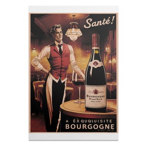 Vintage Französisches Wein Poster: Bourgogne Pinot Noir Art (Digitaler Download)