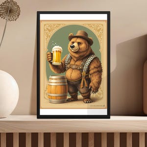 Bierposter, poster beer met bier, afdrukbare muurkunst, vintage stijl decor, cadeau bierliefhebber, kunst aan de muur Oktoberfest, direct downloaden
