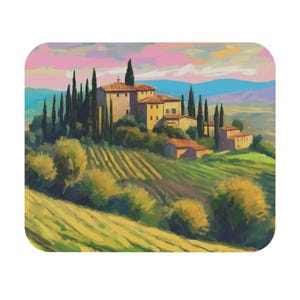 Tuscan Villa Mouse Pad: Monet Style Landscape Desk Decor
