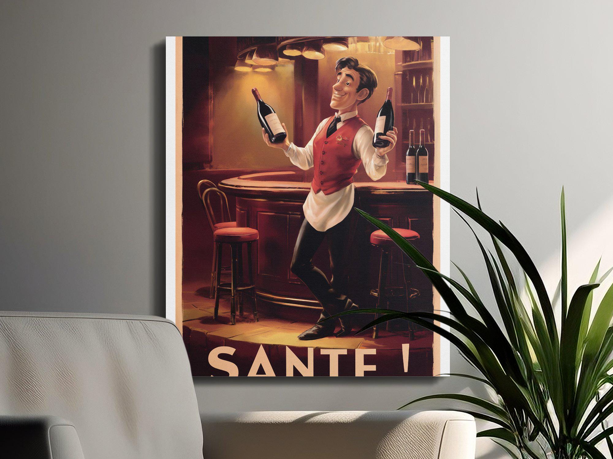 ヴィンテージ フレンチワイン アートポスター：レトロなビストロの装飾