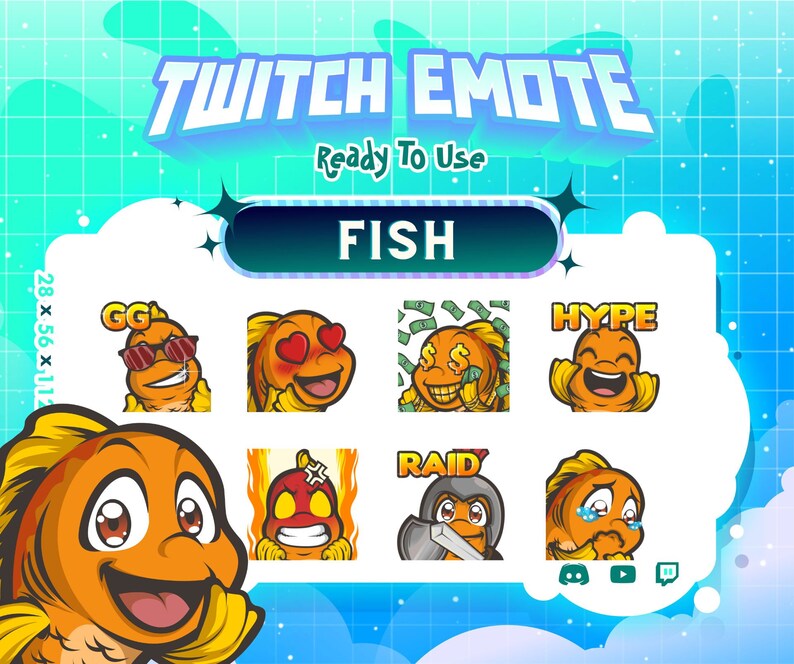 Fish Emotes 8 Emotes Emote Bundle Hype Twitch Etsy Ireland