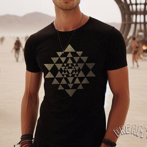 Sri Yantra T-Shirt, Metallic Bronze Sacred Geometry, Comfort Colors