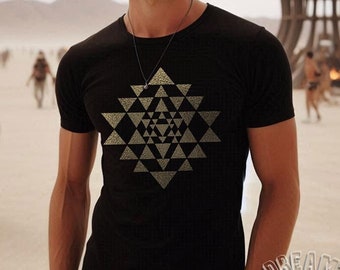 Sri Yantra T-Shirt, Metallic Bronze Sacred Geometry, Comfort Colors