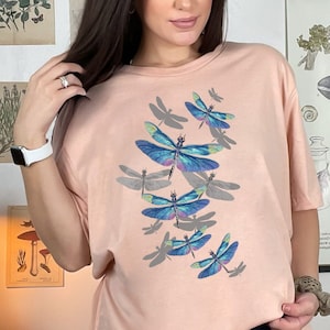 Boho Libellen Shirt, Vintage Libelle T-Shirt, Natur inspiriert Cottage Kern Ästhetik Shirt, Geschenk für Frauen, Natur T-Shirt