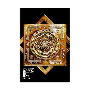 Begeleidende ansichtkaart voor het Sir Yantra-t-shirt, verborgen berichten onthuld, ansichtkaart met heilige geometrie