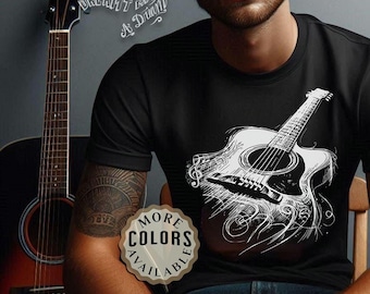 Artistic Guitar Design Comfort Colors Tee – Musician Gift