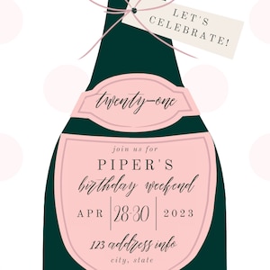 Champagne, Wine, Girls Weekend, Wine Tasting Invitation