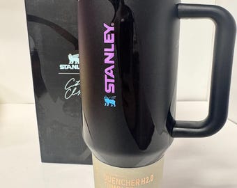 Stanley FlowState Quencher H2.0 40oz Tumbler Black Neon Purple Blue Limited Edition With Box