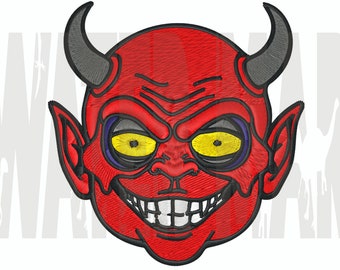 Diseño de bordado de cara de diablo: patrón de bordado a máquina (descarga digital)