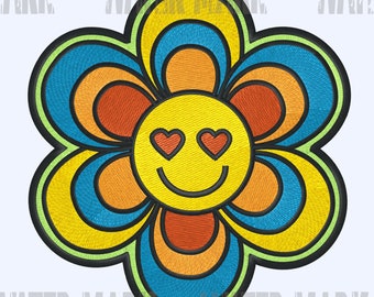 Flower Power Embroidery Design – Hippie Floral Pattern (Digital Download)