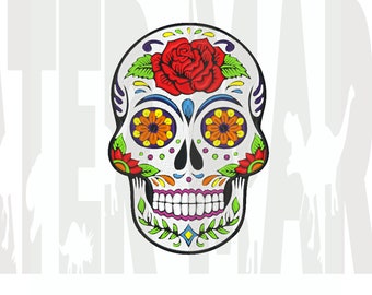 Large Sugar Skull Embroidery Design – Floral Dia de los Muertos (Digital Download)