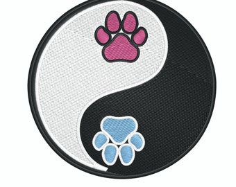 Diseño de bordado de parche de pata Yin Yang (descarga digital)