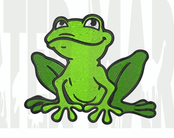 Diseño de bordado de rana arbórea: patrón de bordado a máquina (descarga digital)