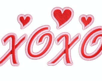 Diseño de bordado "XOXO Besos y Corazones" (Descarga digital)