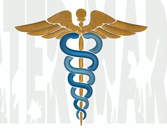 Caduceus Digital Embroidery Design for  Machine Embroidery - dst, exp, dst, pes, pec, sew, jef, pcs, csd, xxx, nas, emd, vip