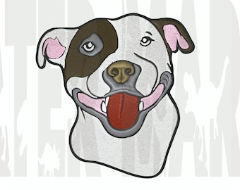 Diseño de bordado de Pit Bull Terrier – Bordado a máquina (Descarga digital)
