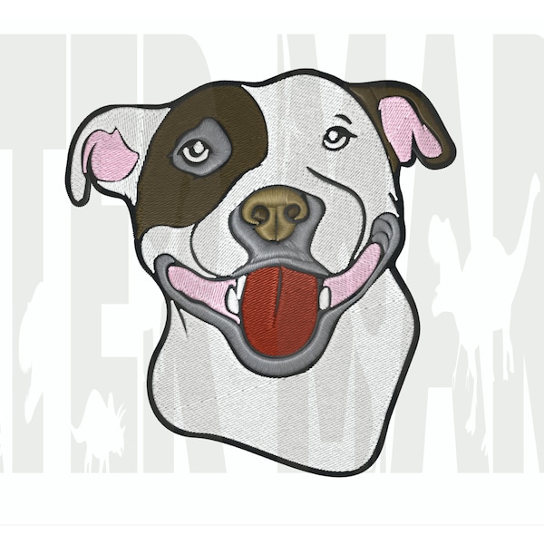 Pit Bull Terrier Digital Embroidery Design for  Machine Embroidery - dst, exp, dst, pes, pec, sew, jef, pcs, csd, xxx, nas, emd, vip