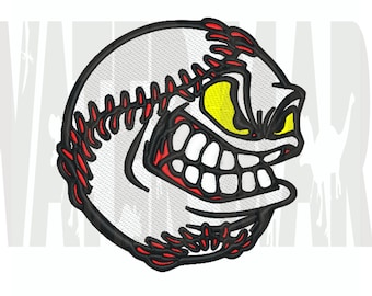 Diseño de bordado de béisbol enojado: parche deportivo (descarga digital)
