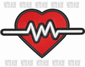 Diseño de bordado de latidos del corazón – Parche médico (Descarga digital)