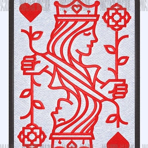 QUEEN OF HEARTS digitaal borduurontwerp voor machineborduurwerk - dst, exp, dst, pes, pec, sew, jef, pcs, csd, xxx, nas, emd, vip