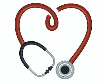 Heart Stethoscope Embroidery Design – Medical Patch (Digital Download)