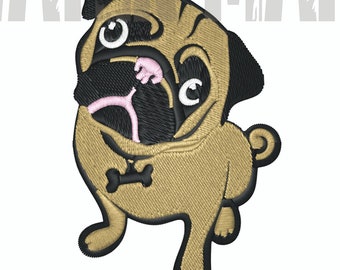 Pug Puppy Embroidery Design – Machine Embroidery Pattern (Digital Download)