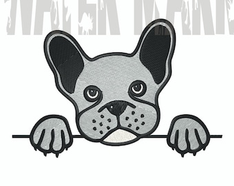 Diseño de bordado a máquina de bulldog francés (descarga digital)