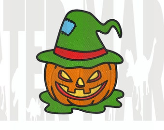 Jack o' Lantern Witch Hat Embroidery Design (Digital Download)