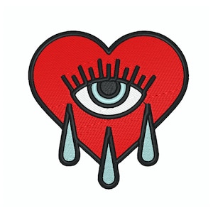 Eye Heart Tattoo Digital Embroidery Design for  Machine Embroidery - dst, exp, dst, pes, pec, sew, jef, pcs, csd, xxx, nas, emd, vip, etc.