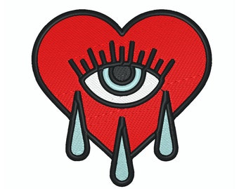 Eye Heart Tattoo Digital Embroidery Design for  Machine Embroidery - dst, exp, dst, pes, pec, sew, jef, pcs, csd, xxx, nas, emd, vip, etc.