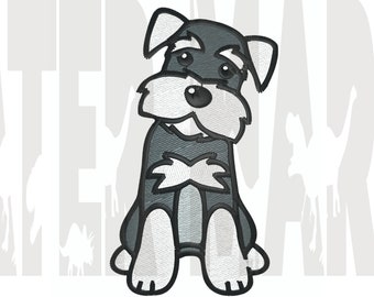 Diseño de bordado de Schnauzer Terrier: patrón de bordado a máquina (descarga digital)