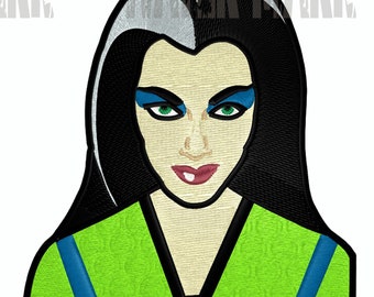 Diseño de bordado de Lily Munster: parche bordado a máquina (descarga digital)