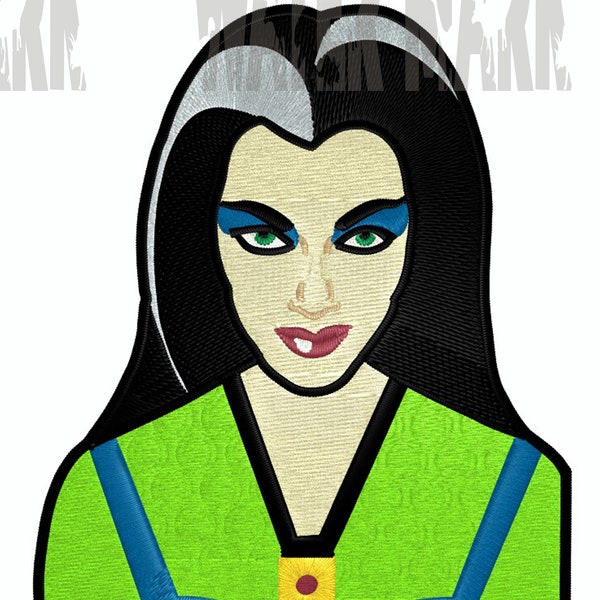 LILY MUNSTER PATCH Digital Embroidery Design for  Machine Embroidery - dst, exp, dst, pes, pec, sew, jef, pcs, csd, xxx, nas, emd, vip