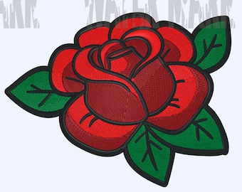 Diseño de bordado de tatuaje de rosa: patrón de bordado a máquina (descarga digital)