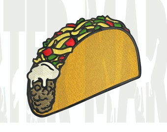 Diseño de bordado de parche de taco: archivo de bordado a máquina (descarga digital)