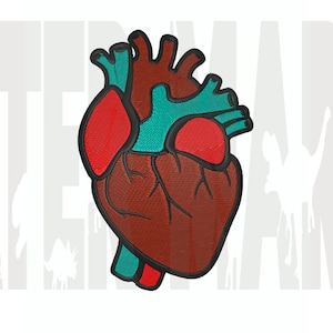 Diseño de bordado de corazón anatómico: patrón de bordado a máquina (descarga digital)