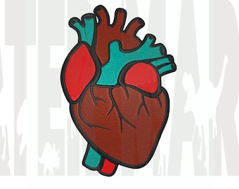Diseño de bordado de corazón anatómico: patrón de bordado a máquina (descarga digital)