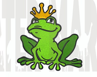 Tree Frog with Crown Embroidery Design – Machine Embroidery File