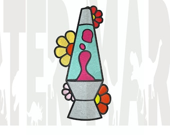 Lava Lamp Patch Embroidery Design – Floral Accents (Digital Download)