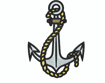 Diseño de bordado de parche de ancla: bordado náutico a máquina (archivo digital)