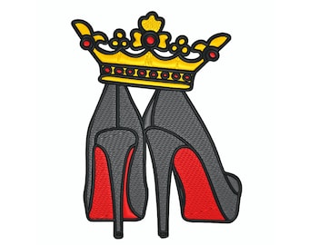Shoes and Crown Machine Embroidery Design (Digital Download)
