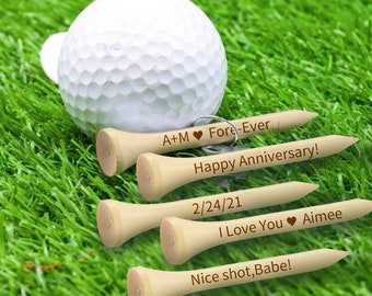 Tees de golf de bambú grabados personalizados, regalos deportivos al aire libre para amantes del golf