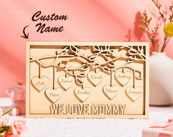 Custom Engraved Plaque Family Tree Home Decor Mother's Day Gift for Mum
