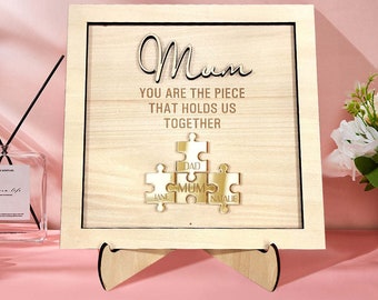 Eres la pieza que nos mantiene juntos Placa de rompecabezas personalizada para mamá Regalo del Día de la Madre