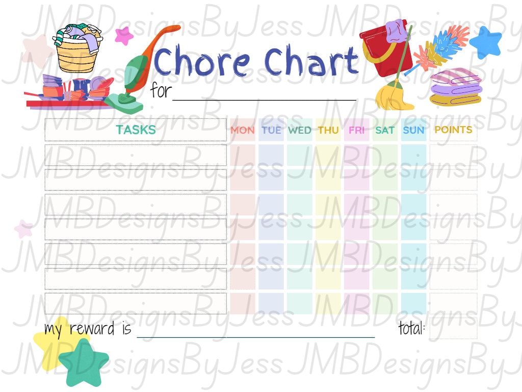 Kids Chore Chart/ Printable Chore Chart PDF/ Chore Chart Etsy Kids Chore Chart/ Printable Chore Chart PDF/ Chore Chart Etsy