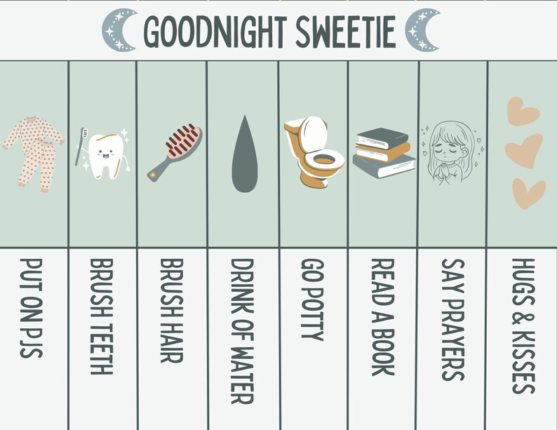 Goodnight Child - Personalized Bedtime Printable Routine - Magnetic ...