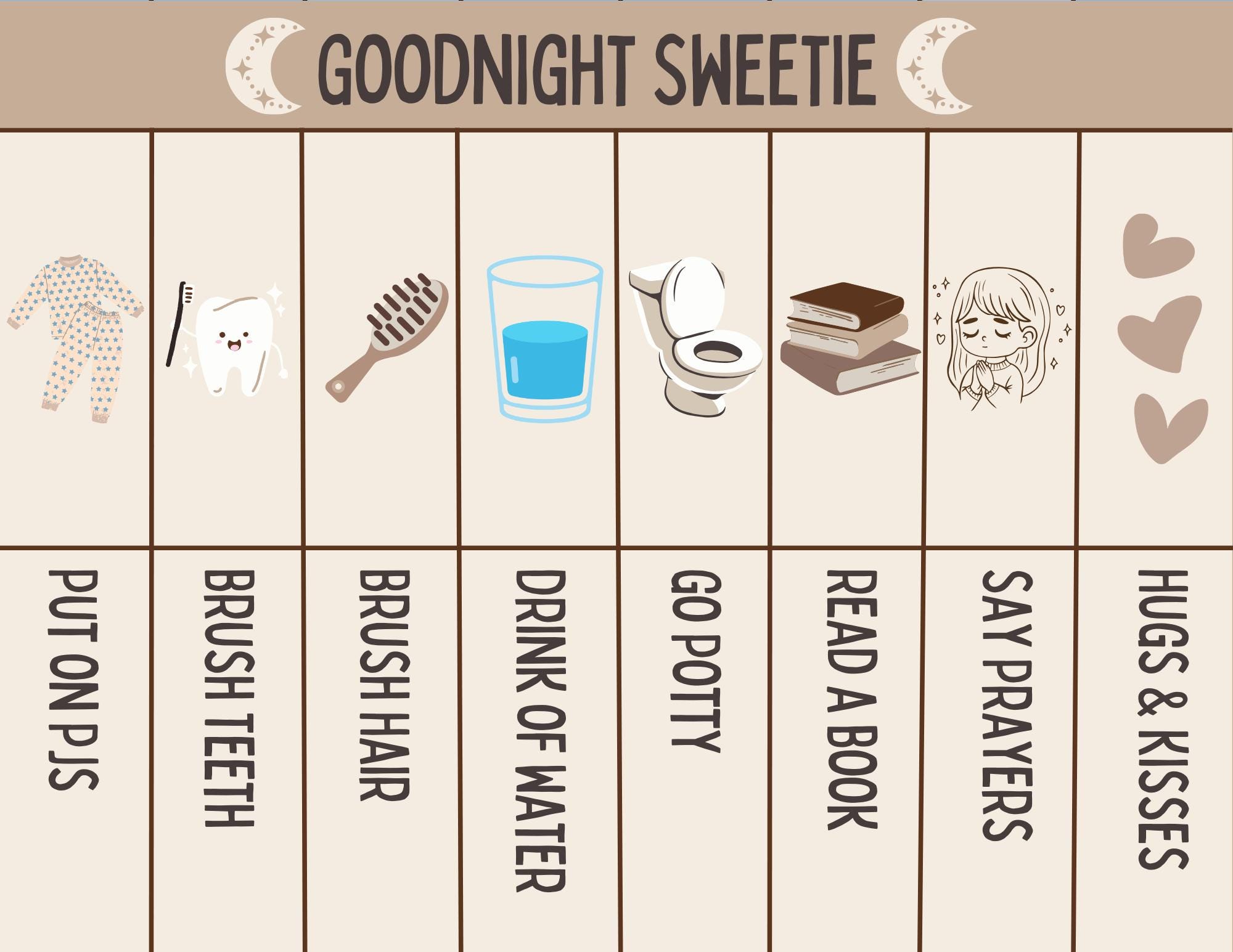 Goodnight Child - Personalized Bedtime Printable Routine - Magnetic ...