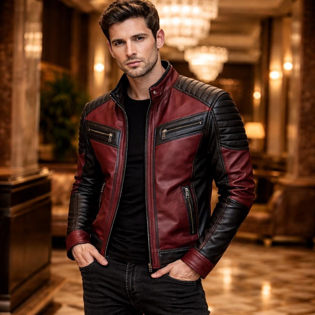 Red leather jacket - Etsy 日本